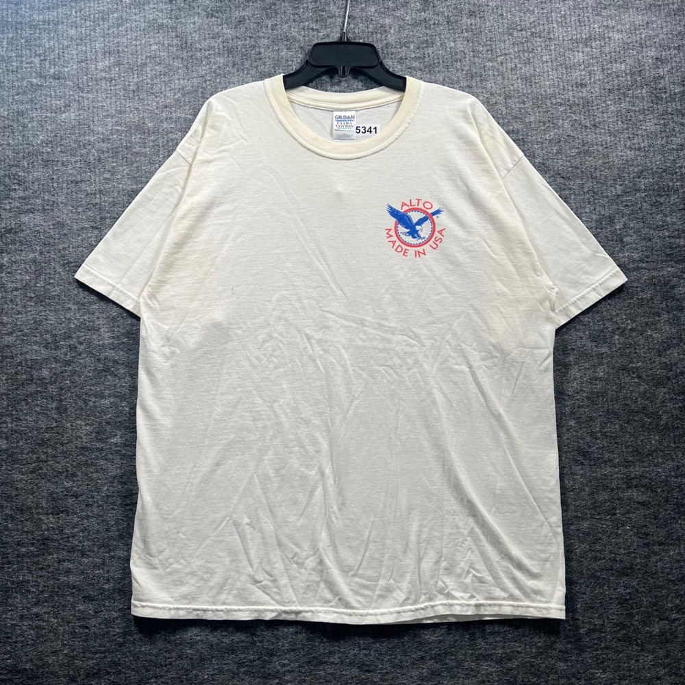 Gildan Ultra Cotton Alto Made In USA Eagle Graphic T-Shirt Mens XL Cream